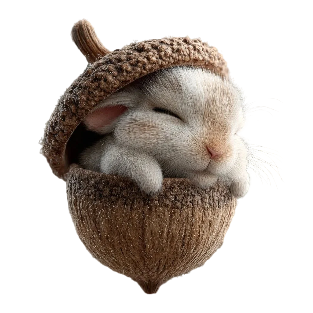Acorn Animal Figurines Cute Sleeping Bunny Bird Decor - Image 1