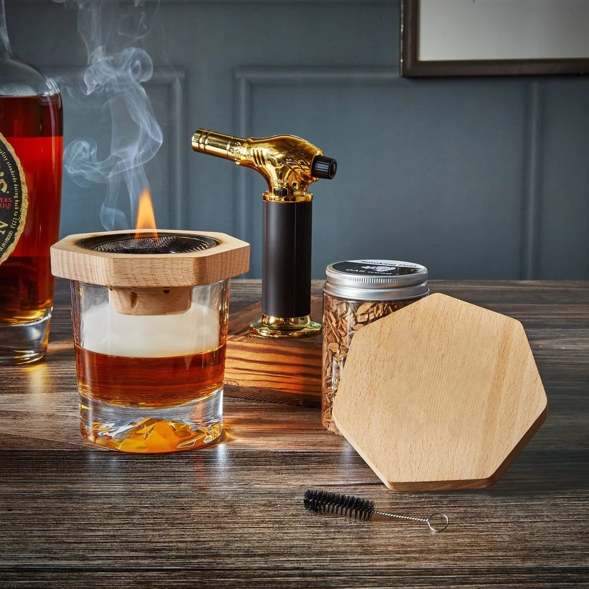 Cocktail Engraved Wood Torch Home Bar Use