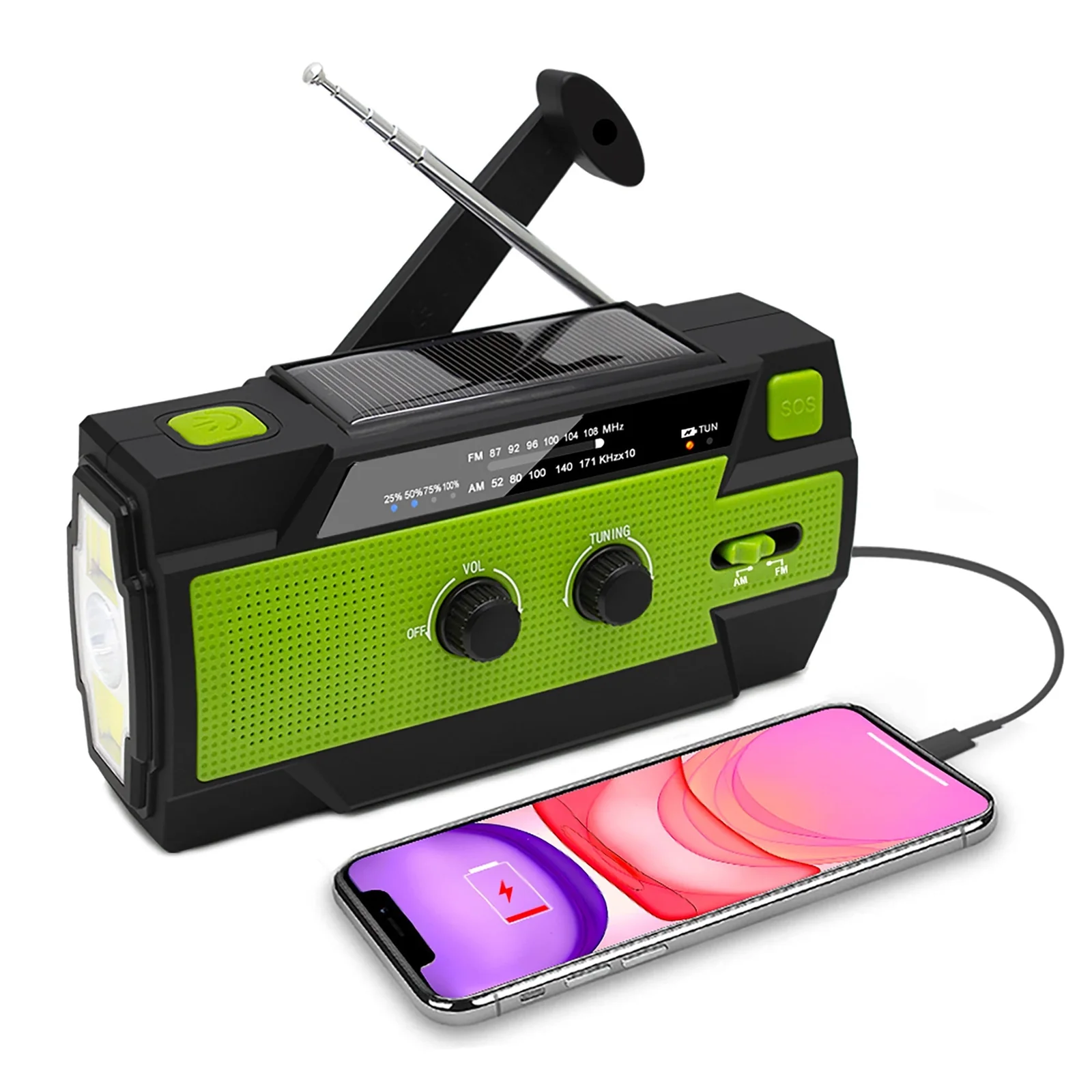 Emergency Solar Hand Crank Radio Power Bank and Flashlight