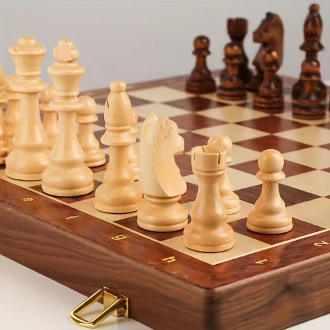 Luxury Wooden Chess Set Storage Box Elegant Gameplay - Image 9