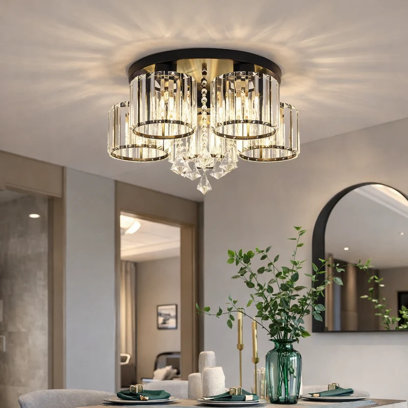 Modern Flush Mount Ceiling Light Crystal Shade Hallway - Image 48